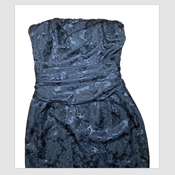 Sz 10 Scott McClintock VTG 80’s 90’s Goth Prom Dress Strapless Black Lace print - Picture 3 of 8